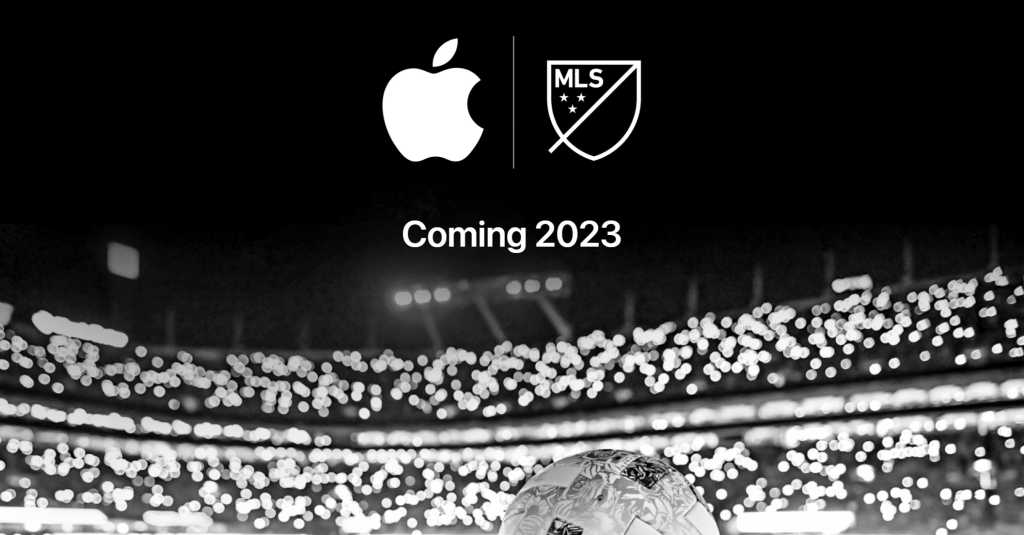 Apple and MLS logo on soccer field