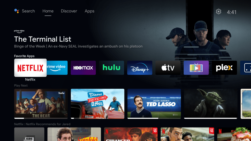 Android TV home screen