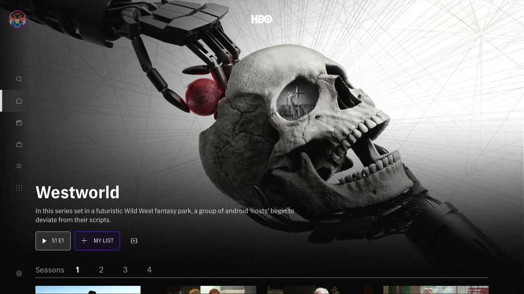 Westworld teaser on HBO Max home screen