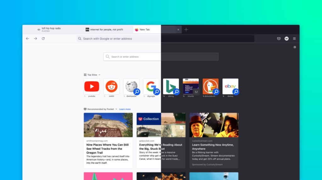 Redesigned Firefox browser