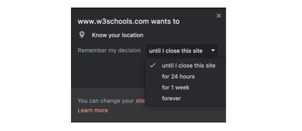 Brave's privacy permissions