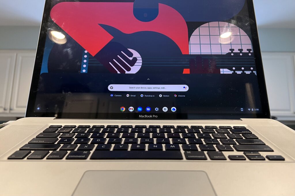 A MacBook Pro running ChromeOS Flex