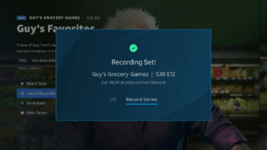 DirecTV recording confirmation page, with links to record the entire series.